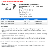 Prednji lijevi ABS senzor brzine - kompatibilan sa - Isuzu Amigo 1999