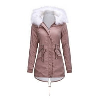 Ikevan Ženski kaputi topli duge dukseve ovratnik jakna Slim Winter Parkas Outwear Pink XXL