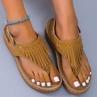 DpitySerensio ženske ljetne sandale casual udobne sandale nagib na petu Tassels Dekoracija sandale Žuta