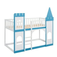 Twin preko dvoje dječje kreveti s dva kreveta s dvorcem sa dizajnom dvorca, drveni pod kreveti na kat