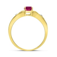 10k žuti zlatni ovalni rubin i dijamantni prsten