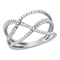 Ženska solidna 10kt bijela zlatna okrugla Diamond Open Strand BAND prsten CTTW Ring veličine 7