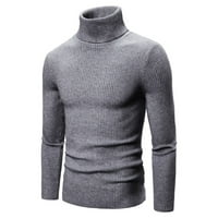 Dukseri za muškarce Moderni fit džemper Cardigan Casual Turtleneck Slatki džemperi Tamno siva m