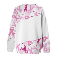 Aboser majice za dojke Žene ružičaste vrpce Grafički duks Funny Dugi rukavi Plus veličina Bluza Svijetne svijest o dojmu Majice