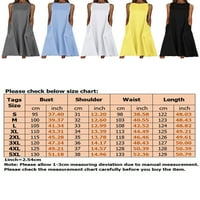 Rejlun Ženske duge vrhove Haljina MIDI Čvrsta boja rezervoari džepova haljine labavi fit sandress mekani
