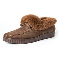 Eloshman Women Winter Warm Cipele Platform Plišani obloženi komfor mokasinski čizme Brown 8.5