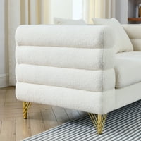 Moderna teddy tkanina Loveseat kauč, tapacirani kauč na 2 sjedala sa dubokim sjedištem i jastucima,