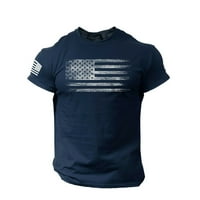Košulje za muškarce u nevoljim muškim majicama Oznaka o vratu tiskane američke kratke bluze rukave Muške bluze Muškarci Svečanice Blue + XXL