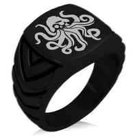 Kraken od nehrđajućeg čelika Kraken hobotnica piratskog lubanja Chevron uzorak uzorak u obliku biciklističkog stila polirani prsten