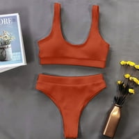 Entyinea kupaći kostimi za žene visoki struk sport bikini set izrez gornje kupaće odijelo narančasta