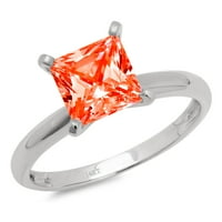 2ct princeza rezan crveni simulirani dijamant 18k bijeli zlatni angažman prsten veličine 5,25