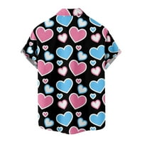 Valentinovo košulje za muškarce LEAL Dugme Down Love Heart Print kratkih rukava Ležerne prilikom labavog