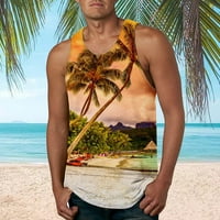 Guvpev muns moda Havajski stil Beach Sports Tank Top Muškarci Teretani ispis prsluk - narančasta m