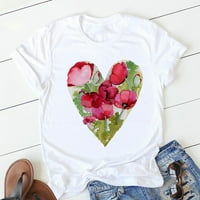 Dan Taotanxi Valentinovo voli srce cvjetne meke tiskane majice kratkih rukava Top bluze vrhovi za žene