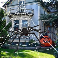 Badpiggies 16.4ft Trokut Spider Web Halloween zastrašujuće ukrase Cobweb za vanjski trijem uklet