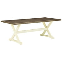 Drvo poput aluminijskog okvira trpezarijski stol sa nogama, smeđom i bijelom bojom