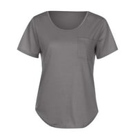 AmousaWomens Casual Solid Džepovi plus veličina T majice Ljetne vrhove Thee bluza Thirts Majice za žene