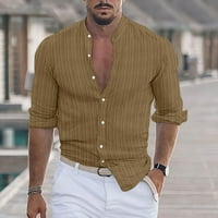 Dugme Down Majice za muškarce Opuštene čvrste boje prugaste košulje s dugim rukavima, bluza s okretnim