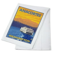 Dekorativni čaj ručnik, pregača AnaCortes, Washington, trajekt i planine, uniseks, podesiv, organski