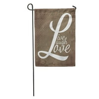 Životna tipografska montaža riječi uživo nasmijana ljubav u prekomjerne staze za zastavu s smeđom mudrošću