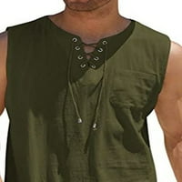 Cilcicy Muške pamučne i posteljine Bluze Ljetni prsluk Ležerne košulje u boji
