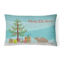 Carolines blaga u. Sivi domaći miša Sretan božićni platneni dekorativni jastuk