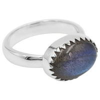 Zemlja dragulja Nakit Labradorite Ring Rođenton Prsten prsten Sterling Srebrna prstena Ručno izrađene