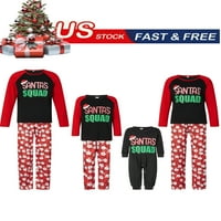 Božićne pidžame za porodičnu pisma Šešir Ispis dugih rukava + Santa Claus pantalone Xmas Wooth odjeća