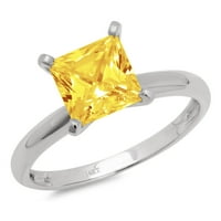 2. CT sjajna princeza Clear Simulirani dijamant 18k bijeli zlatni pasijans prsten sz 4.75