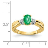 14K dvotonski zlatni prsten GENSTER Emerald ovalni zeleni dijamant, veličine 7