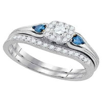 Dijamantna princeza 14kt Bijeli zlatni okrugli dijamant Bridal Wedding prsten set CTTW