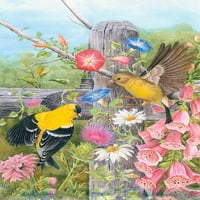 Toland Home Garden Foxglave Gold Finches Ptica zastavu dvostrano