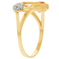 Jackani 14K više-tonski zlatni dijamantni rez cvjetni slovo Početni z srčani prsten