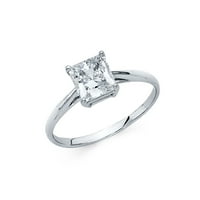 Jewels LU 14K bijelo zlato Princess Cut Square u obliku kubične cirkonije CZ zaručničke prstene veličine