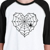 Heart Spider Web Halloween Thirt Baseball majica za mlade Crni rukav
