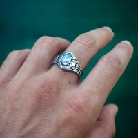 Keusn Vintage uzorak Muška i ženski prsten Opal bijeli GEM punk stil
