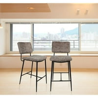 Barske stolice set od 2, 30 visina stolica tapacirana stolica za presvlake s teškim čeličnim okvirom pab za doručak bar stolice za kuhinju jednostavna i elegantna siva