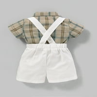Baby Boy odjeća za dječake Ljeto Nježno kratki odjel Postavi kratki rukav Plaid Romper Tops Suspender