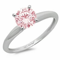 3CT okrugli rez ružičasti simulirani dijamant 14k bijeli zlatni angažman za angažman prsten veličine
