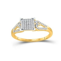 Dijamantna princeza 10kt žuti zlatni ženski okrugli dijamantski kvadratni klaster srčani prsten CTTW