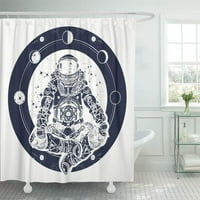 Astronaut i univerzum Spaceman Silhouette Sedi u Lotus Pošti joge tetovaže vodootporne kupaonice za