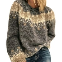 Strelica džemper s dugim rukavima pleteno toplo vintage O vrat pulover za žene