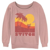 Junior's Lilo & Stitch Colorblock zalazak sunca Stitch dukserirt Pustinjska ružičasta Velika
