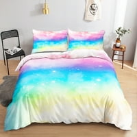 Rainbow ispisani prekrivač pokrivača 3D crtani krevet Podesi poliesterski kućni tekstil Girls, Twin