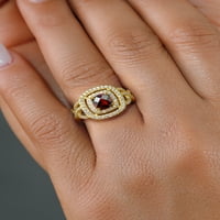 Gem kameni kralj 18k žuti pozlaćeni srebrni crveni granat i bijeli moissitni prsten za žene