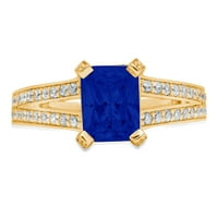 2.45ct smaragdni rez simulirani plavi safir 18K žuti zlatni godišnjički angažman prsten veličine 4