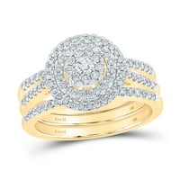 Ženska solidna 14KT žuta zlatna okrugla Diamond Klaster Bridal Wedding prsten set CTTW Ring veličine