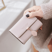 Mali novčanik za žene RFID djevojke novčanik kožna veganska listova privjesak držač kartice Organizator zatvarač kovanica torbica, ružičasta