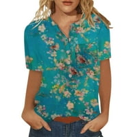 Slatki vrhovi za ženske majice kratkih rukava Lood FIT Ljetni vrhovi Dressy casual gumb dolje majica