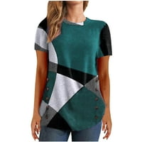 Ženske vrhove Žene Ljetne majice, kratki ruktici Stilski casual geometrijski modni grafički majica zelena